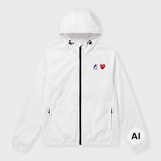Comme des Garcons Play K-Way Full Zip Jacket Red Emblem weiß