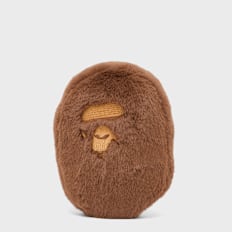 A Bathing Ape Aped Head Faux Fur Keychain brown