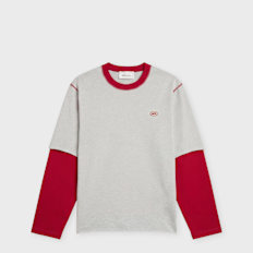 AMI PARIS Double Sleeves LS Ami Couclette Oval Patch grijs