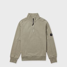 C. P. Company Diagonal Raised Fleece Half Zip Lens Sweater beige