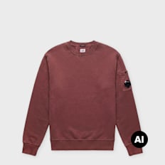 C. P. Company Brushed And Emerized Diagonal Fleece Crewneck rot