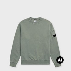 C. P. Company Brushed And Emerized Diagonal Fleece Crewneck green