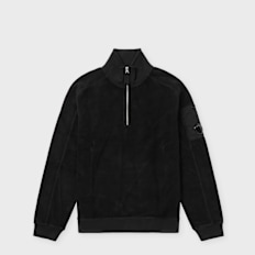 C. P. Company Sweatshirt Polo Collar Brushed Schwarz