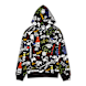 A Bathing Ape Hand Draw Pattern Shark Pullover Hoodie black 83786 1