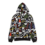 Buy A Bathing Ape Hand Draw Pattern Shark Pullover Hoodie in black