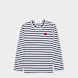 Comme des Garcons Play&nbsp; Play Red Heart Striped Long Sleeve T-Shirt bleu 57212 1