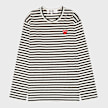 Comme des Garcons Play&nbsp; Play Red Heart Striped Long Sleeve T-Shirt noir 52420 1