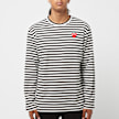 Comme des Garcons Play&nbsp; Play Red Heart Striped Long Sleeve T-Shirt noir 52420 2