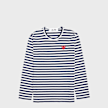 Comme des Garcons Play&nbsp; Play Red Heart Striped Long Sleeve T-Shirt bleu 57212 1