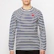 Comme des Garcons Play&nbsp; Play Red Heart Striped Long Sleeve T-Shirt bleu 57212 2