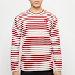 Comme des Garcons Play Play Red Heart Striped Long Sleeve T-Shirt rood 58451 2