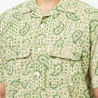 Beams Plus Open Collar Block Print Paisley green 82856 5