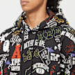 A Bathing Ape Hand Draw Pattern Shark Pullover Hoodie black 83786 5