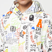 A Bathing Ape Hand Draw Pattern Shark Zip Hoodie  M white 83803 5