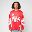 A Bathing Ape Line Camo Jacquard Logo Relaxed Fit Ice Hockey Jersey rouge 92426 2