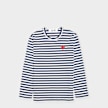 Comme des Garcons Play Play Red Heart Striped Long Sleeve T-Shirt blauw 57212 1