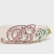 A Bathing Ape&nbsp; Bape Logo Belt W/ Rhinestones blanc 99552 2