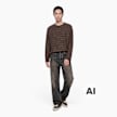 Brain Dead Casey Stripe Long Sleeve T Shirt Braun 104441 2