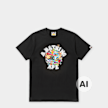 A Bathing Ape Colorful 3D Graphic College Tee zwart 104966 1