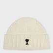 AMI PARIS Beanie With Contrasted Ami De Coeur Beige 106027 1