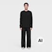 DSM Kei Ninomiya Unisex Pleated Pants Back Pile Knit black UndefinedColor 106794 2