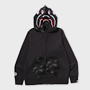 Buy A Bathing Ape Color Camo Shark Full Zip Double Hoodie in black