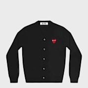 Buy Comme des Garcons Play V-Neck Cardigan Red Emblem in black