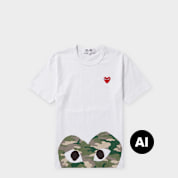 Buy Comme des Garcons Play T-Shirt Red Emblem white T-Shirt Red