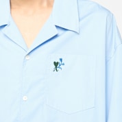 Buy AMI PARIS Short Sleeve Boxy Shirt Shark Collar in bleu