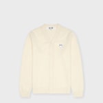 Buy Comme des Garcons Play V-Neck Cardigan White Emblem in beige