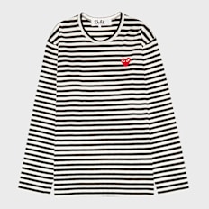 Comme des Garcons Play&nbsp; Play Red Heart Striped Long Sleeve T-Shirt noir