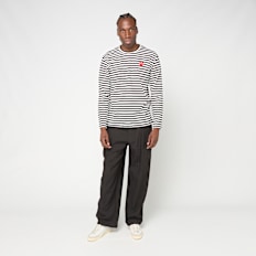 Comme des Garcons Play Play Red Heart Striped Long Sleeve T-Shirt schwarz