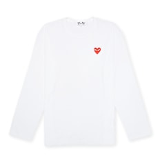Comme des Garcons Play Red Heart Longsleeve weiß