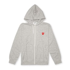 Comme des Garcons Play Play Red Heart Hooded Zip Sweatshirt grey