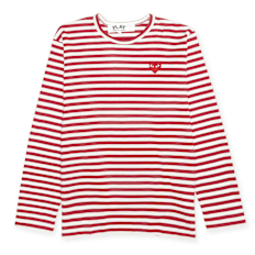 Comme des Garcons Play Play Red Heart Striped Long Sleeve T-Shirt rood