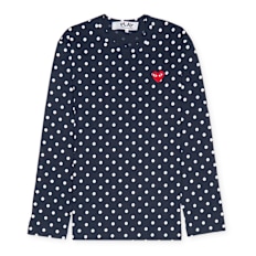Comme des Garcons Play Blue Polka Dot Longsleeve blauw