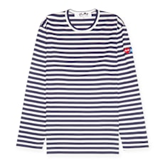 Comme des Garcons Play x The Artist Invader Striped Longsleeve T-Shirt bleu