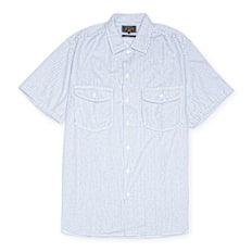 Beams Plus&nbsp; Work Short Sleeve Stripe COOLMAX® bleu