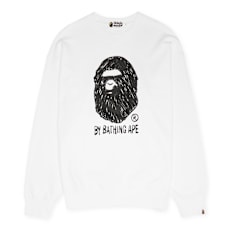 A Bathing Ape Hand Draw Ape Head Crewneck white