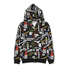A Bathing Ape Hand Draw Pattern Shark Zip Hoodie M schwarz