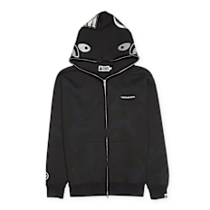 A Bathing Ape Ink Camo Shark Zip Hoodie black