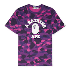 A Bathing Ape Color Camo College Tee purple