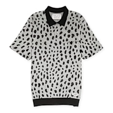 Wacko Maria Leopard Knit Polo-Shirt grijs