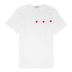 Comme des Garcons Play Horizontal 3 Heart T-Shirt white