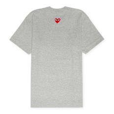 Comme des Garcons Play Small Red Heart Neck T-Shirt Grey grijs