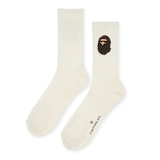 A Bathing Ape Ballon Yarn Ape Head Socks M white beige
