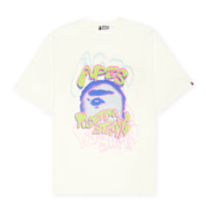 A Bathing Ape Heavy Washed Logo Relaxed Fit Tee ivory Undefined Color