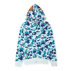 A Bathing Ape ABC Camo Crystal Stone Shark Full Zip Hoodie blue noir