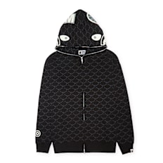 A Bathing Ape College Monogram Relaxed Fit Shark Full Zip Hoodie black schwarz