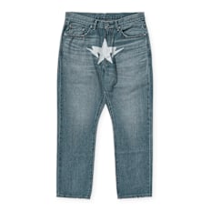 A Bathing Ape Fake Print Sta Loose Fit Denim Pants blau